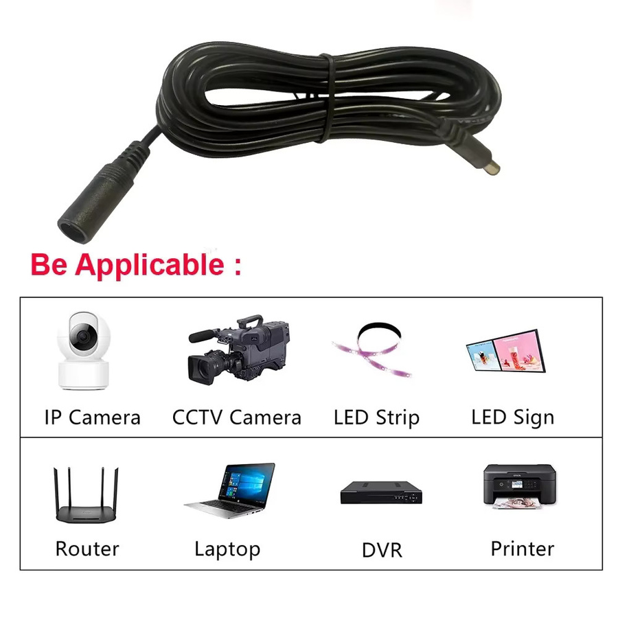 DC Verlängerungskabel Adapter Buchse auf Stecker 2,1mm x 5,5mm Schwarz - Bild 4