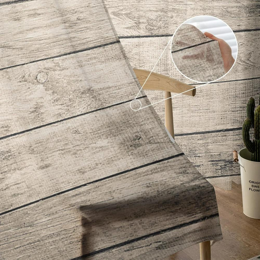 Yiran Furniture Tüllvorhang mit Holzplankenstruktur aus transparentem Voile, Blickdicht-Sichtschutz mit Ösen, Breite: 135 cm, Höhe: 115 cm - Bild 2
