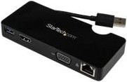 StarTech.com Universal USB 3.0 Laptop Mini Docking Station in Schwarz mit HDMI, VGA und Gigabit Ethernet - Bild 1