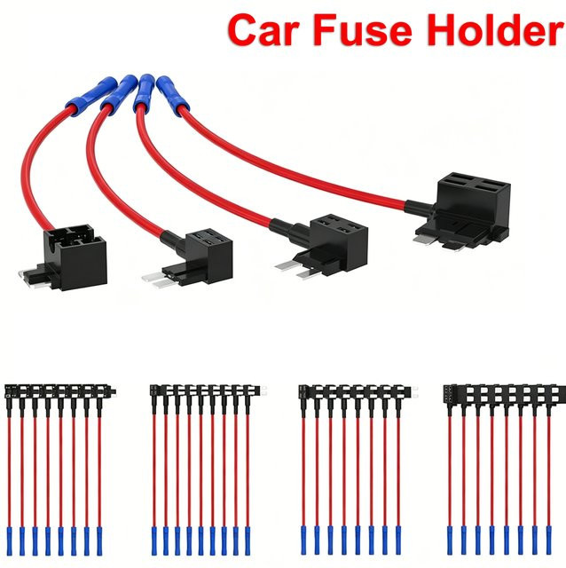 Kebidumei 10 Stück Add-a-circuit TAP-Adapter Auto-Sicherungshalterungen für Autos, LKWs und Boote, Schwarz - Bild 1