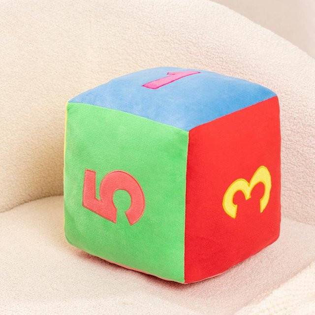 Yiran toy Zahlen Würfel Plüschkissen in Weiß, Schwarz und Bunt, B/T/H: 24 x 24 x 24 cm - Bild 1