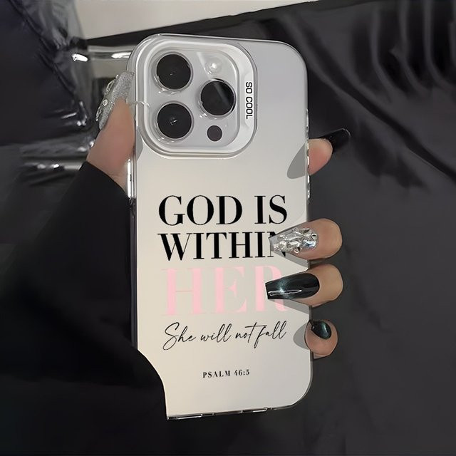 Galvanisierte TPU-Handyhülle mit God English-Muster in Weiß für iPhone 11 bis iPhone 17 Pro Max sowie verschiedene Modelle wie Mini, Plus, Pro und SE - Bild 1