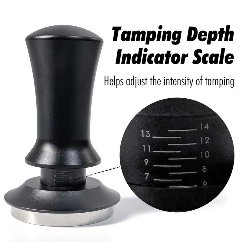 PERFFEE Espresso-Tamper mit Wellenboden und Tiefenindikation aus Edelstahl, Durchmesser: 54 mm - Bild 3
