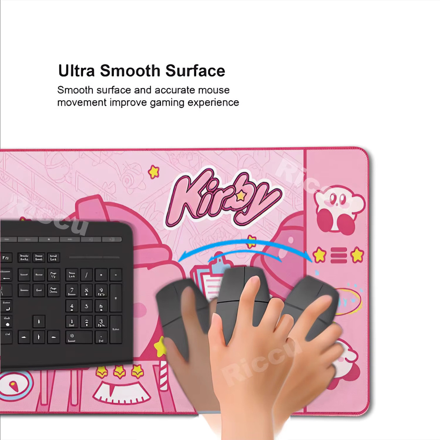 Potdemiel XXL-Schreibtischunterlage mit Cartoon K-Kirby Motiv als HD-Druck-Mauspad und Laptop-Schutzmatte - Bild 2