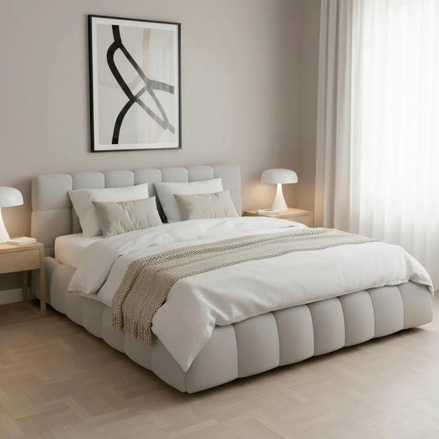 Bessagi Home Polsterbett Marija Hellgrau mit Stauraum B/T/H: 180 x 200 x 228 cm - Bild 1