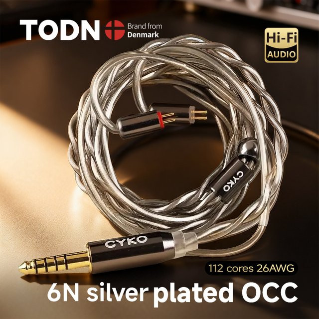 CYKO HiFi Upgrade-Kopfhörerkabel aus 6N-Einzelkristall-Kupfer und silberbeschichtet mit 4,4 mm / 3,5 mm Jack und 0,78 mm 2-poligem goldenem Stecker in Gold und Silber - Bild 1