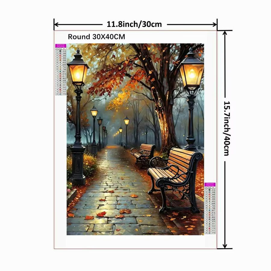 Potdemiel 5D Diamant Malerei DIY Mosaik Set mit romantischer Landschaft und Bäumen für runde Steine - Bild 2