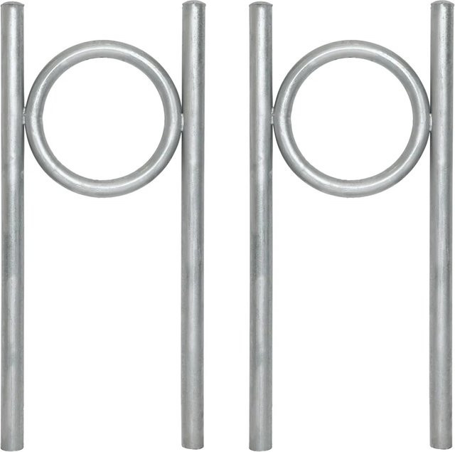 TRUTZHOLM 2er Set Fahrradanlehnbügel Typ O aus verzinktem Stahl in Silber, B/H: 116,5 x 52,5 cm, Durchmesser 50 mm - Bild 1