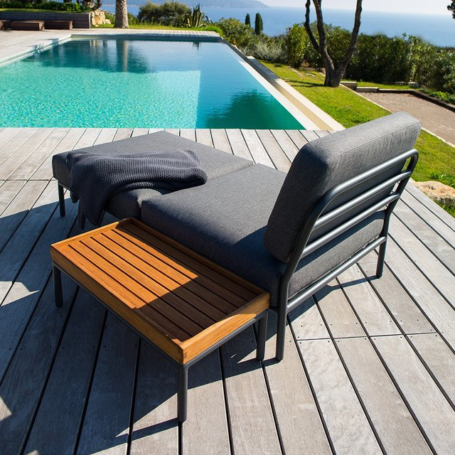 Houe LEVEL Lounge Sessel mit Hocker und Beistelltisch Bamboo in Dark Grey - Bild 1