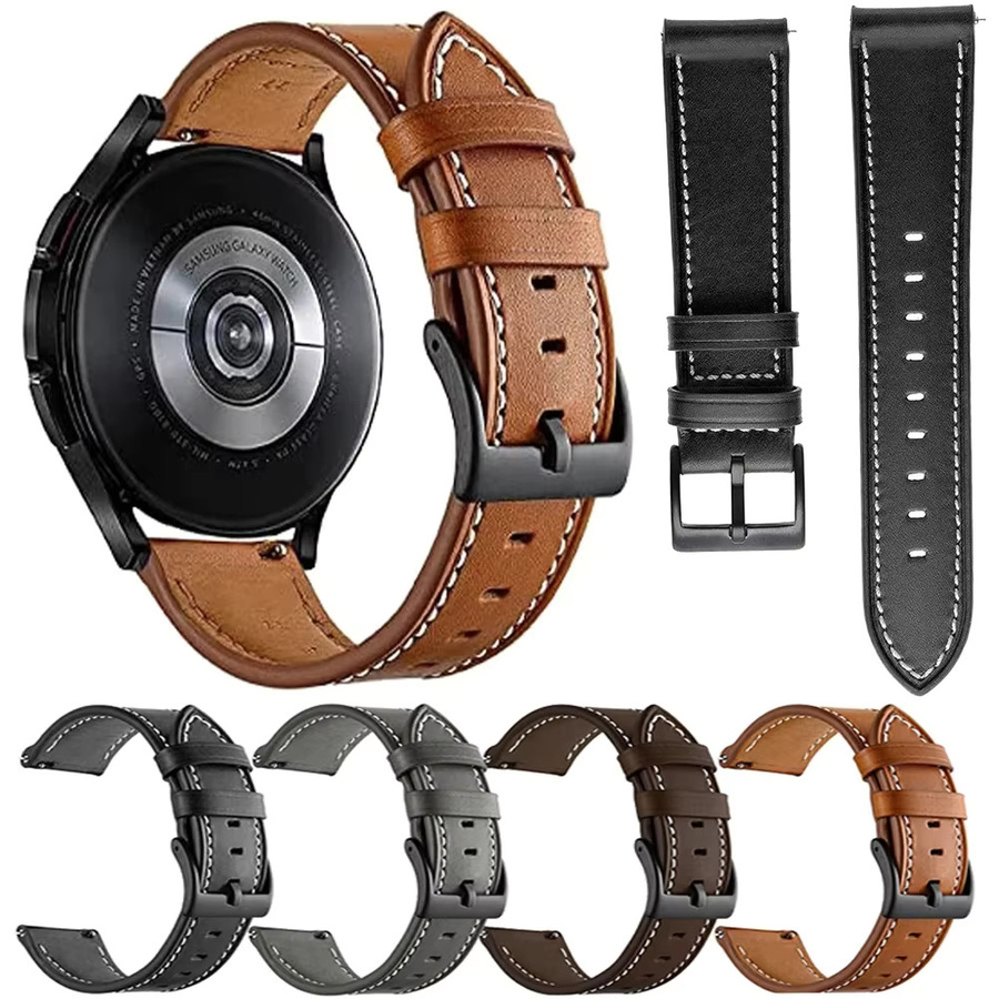 QCTOG Uhrenarmband Leder, Schwarz, Unisex, 20 22mm, 42 47mm - Bild 2