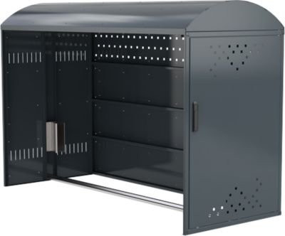Anbausatz mit Seitenwand für Fahrradgarage BikeBox 1 mit Bogendach von WSM in Anthrazitgrau RAL 7016 - Bild 1