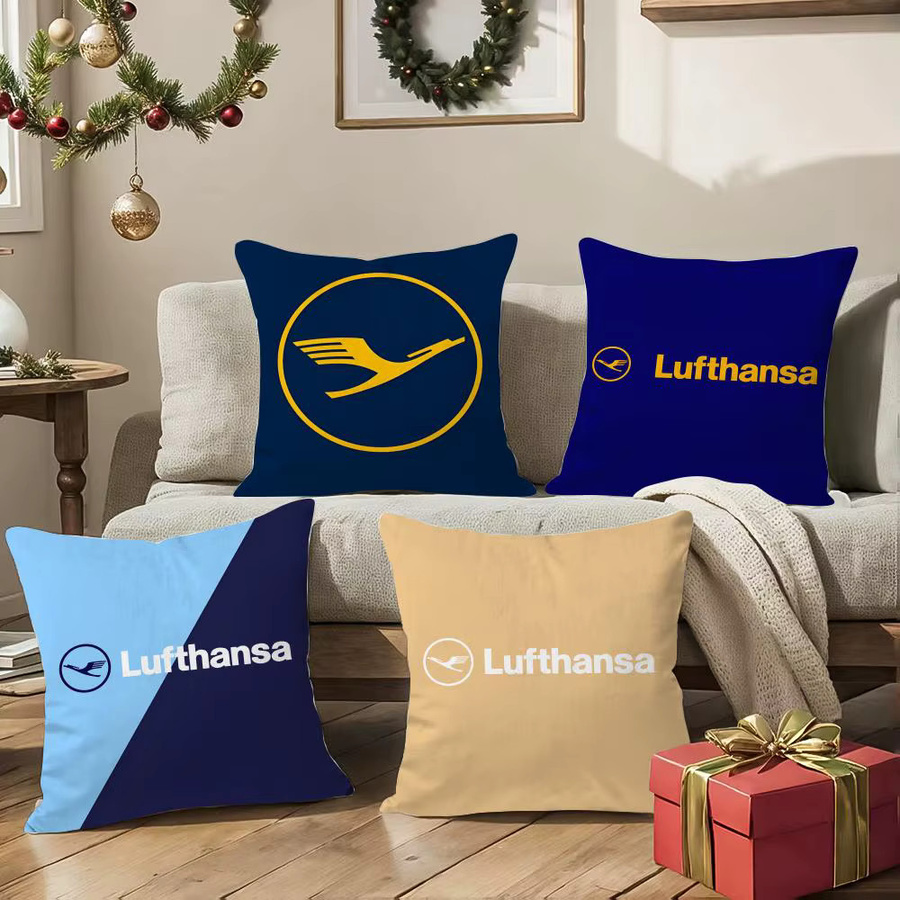 Lufthansa Airlines Flight Commemoration Kissenbezug in Black6 mit seidigem Kurzplüsch und unsichtbarem Reißverschluss - Bild 4