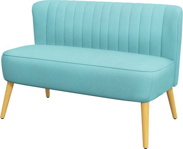 HOMCOM 2 Sitzer Sofa Modernes Polstersofa mit Samt-Optik in Grün, B/T/H: 117 x 56,5 x 77 cm - Bild 1