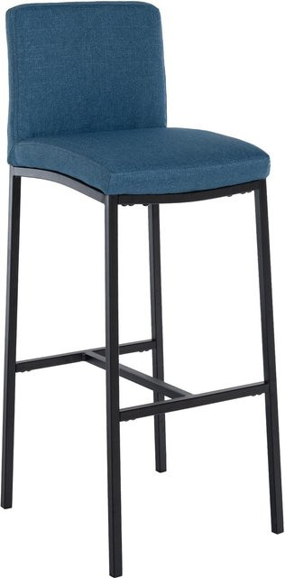 CLP Barhocker Freeport mit Lehne, gepolsterter Barstuhl mit Metallgestell und Fußablage, Blau, Matt-Schwarz - Bild 1