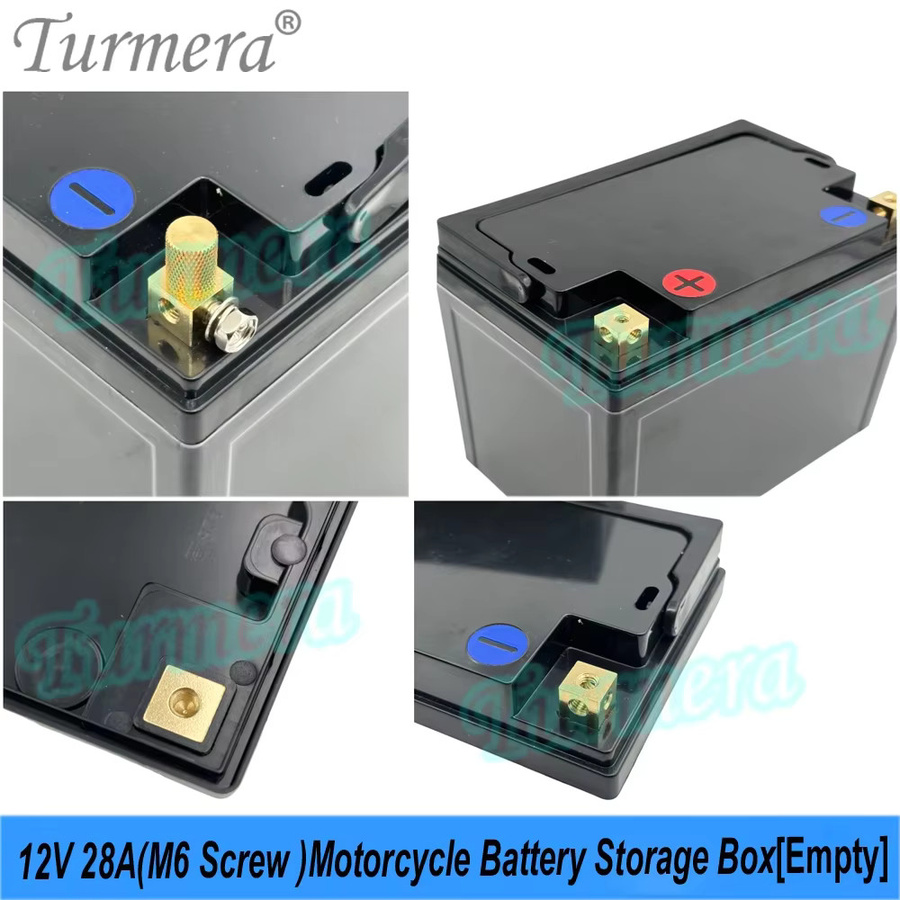 Turmera Motorrad-Batterie-Aufbewahrungsbox in Schwarz für 18650 32700 33140 Batterien als 12 V Ersatz für Blei-Säure-Batterien - Bild 4