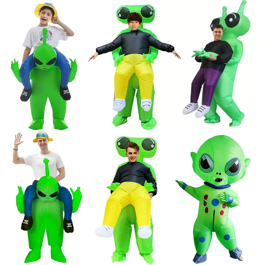 Hangchen Family Alien-Kostüm, Weltraum, Unisex, grün, bunt / mehrfarbig - Bild 2