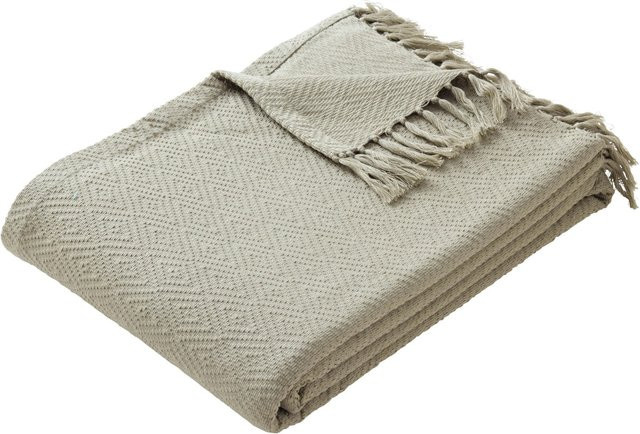 Modern Living Tagesdecke Frieda in Schilfgrün und Beige, geometrisches Jacquard-Design aus Baumwolle, B/B: 130 x 180 cm - Bild 1