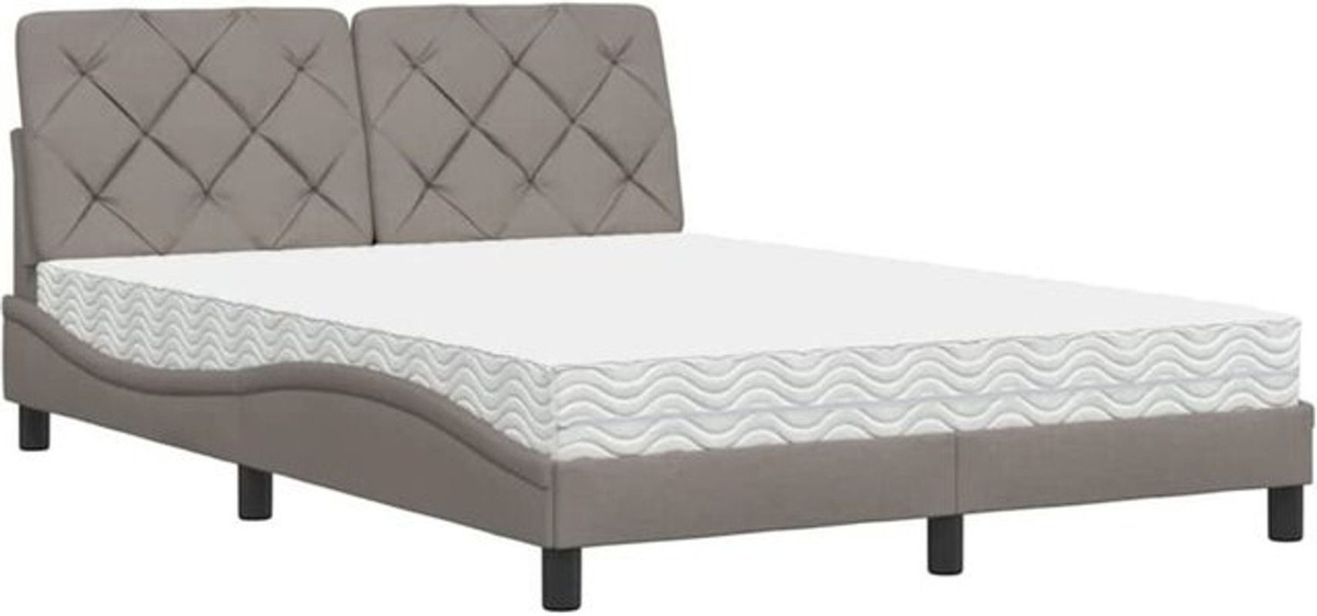 Polsterbett vidaxl mit Matratze in Taupe meliert und Weiß, Stoff und Metall, B/T: 120 x 200 cm - Bild 1