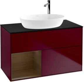 V&B Waschtischunterschrank Finion 100 mit Wandbeleuchtung in Blau Matt, B/T/H: 100 x 50,1 x 50,1 cm - Bild 1