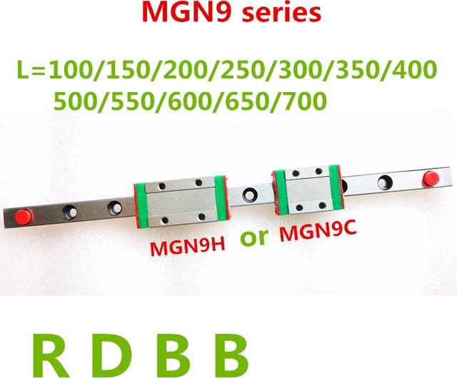 MGN9 Linearschiene mit MGN9H oder MGN9C Block für 3D-Drucker und CNC-Maschinen, Farbe: Silber - Bild 1