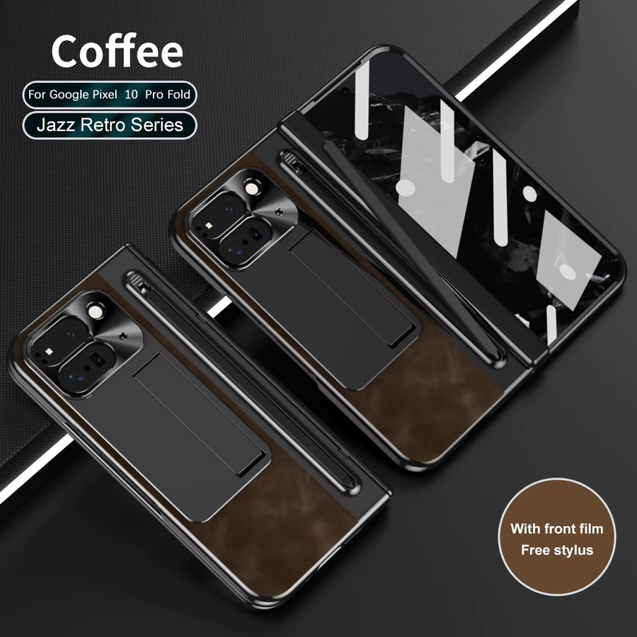 Business Ledertasche mit Touch Pen und Scharnierschutz für Google Pixel 10 Pro Fold und 9 Pro Fold inklusive Glasfolie und stoßfester Abdeckung in Rot oder Braun - Bild 2