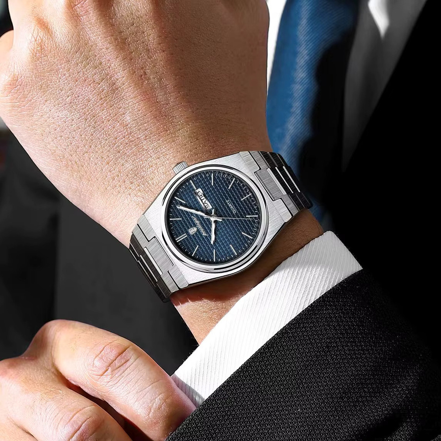 POEDAGAR Armbanduhr Quarz, Edelstahl, Blau, Herren - Bild 5