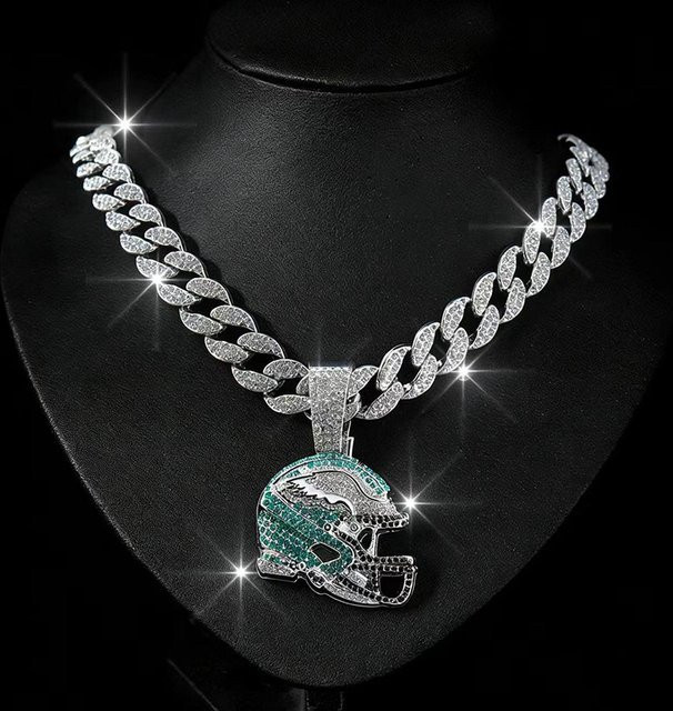 Kimoi Halskette mit NFL Footballhelm Anhänger, Legierung, Silber, Diamant, Zirkonia, Damen - Bild 1