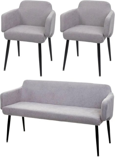 MCW Esszimmer-Set L13 3-teilig bestehend aus Stuhl und Sitzbank in Grau mit Textilbezug - Bild 2