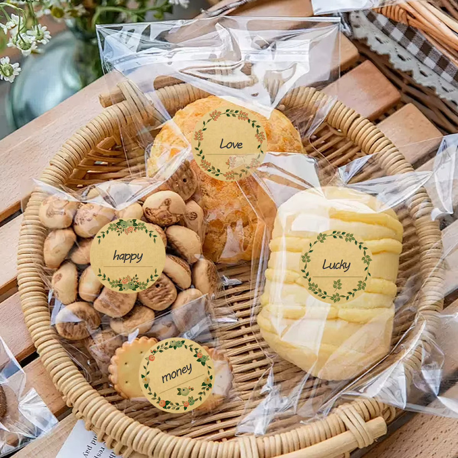 JCAC 500 Stück Blanko Kraftpapier-Aufkleber in Braun, beschreibbare selbstklebende Etiketten für Backen und Geschenkdekoration - Bild 2