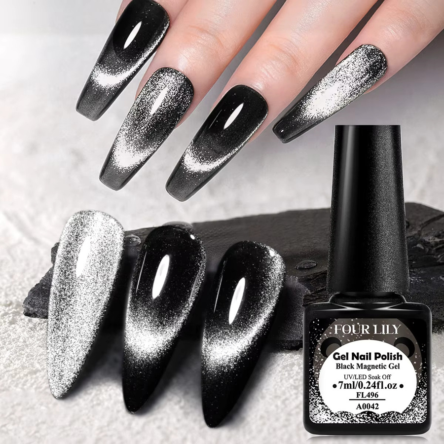 FOUR LILY Magnetgel, schwarzes Kristall-Katzen-Gel, 7 ml - Bild 4