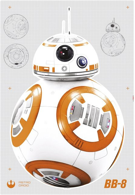 Komar Deko-Sticker Star Wars BB-8 Droid in Weiß und Orange, Breite: 100 cm, Höhe: 70 cm - Bild 1
