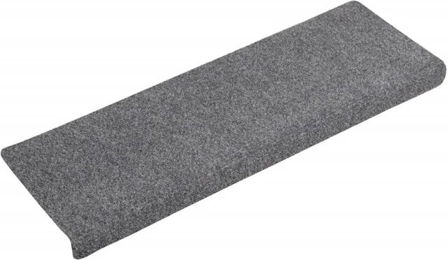 vidaXL Treppenmatten aus Nadelvlies, 15 Stück, Hellgrau, B/T/H: 65 x 21 x 4 cm, selbstklebend und rutschfest - Bild 1