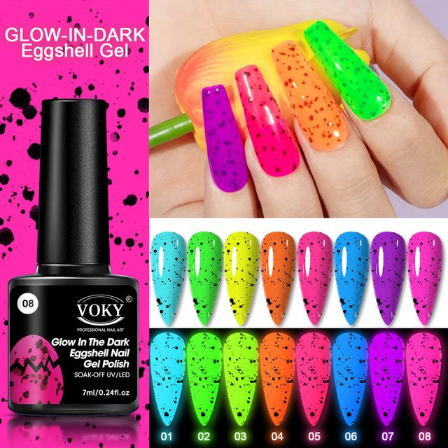 8er-Pack Nagellack-Set, fluoreszierendes Gel, glänzend, Unisex - Bild 1