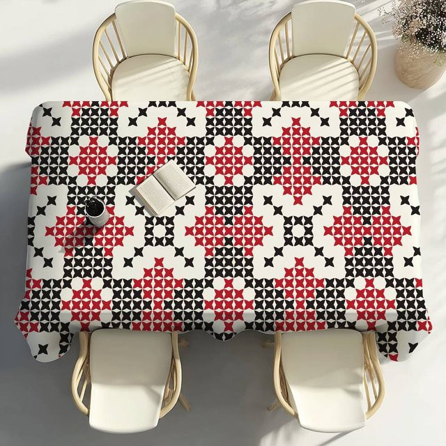 Wasserdichte Tischdecke mit ukrainischem slawischem Muster von Fancy Style Studio, Farbe Rot, B/T: 100 x 140 cm - Bild 1