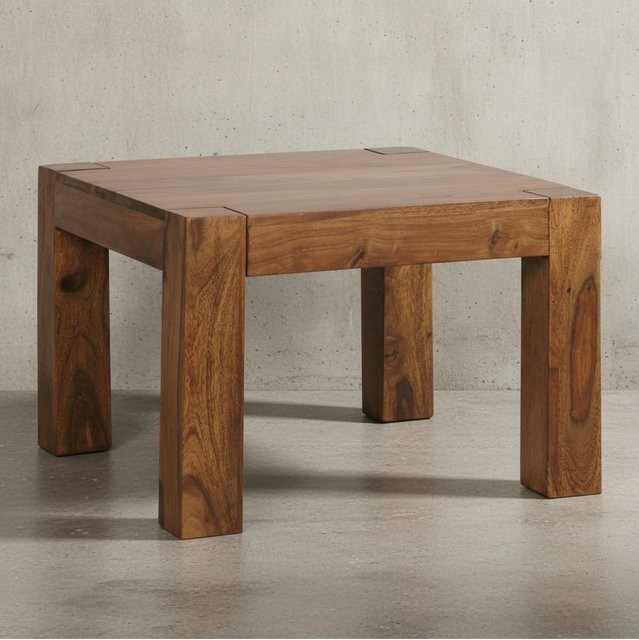 KADIMA DESIGN Rustikaler Couchtisch NAKO aus Sheesham Massivholz, quadratisch, braun, B/T/H: 60 x 60 x 40 cm - Bild 1
