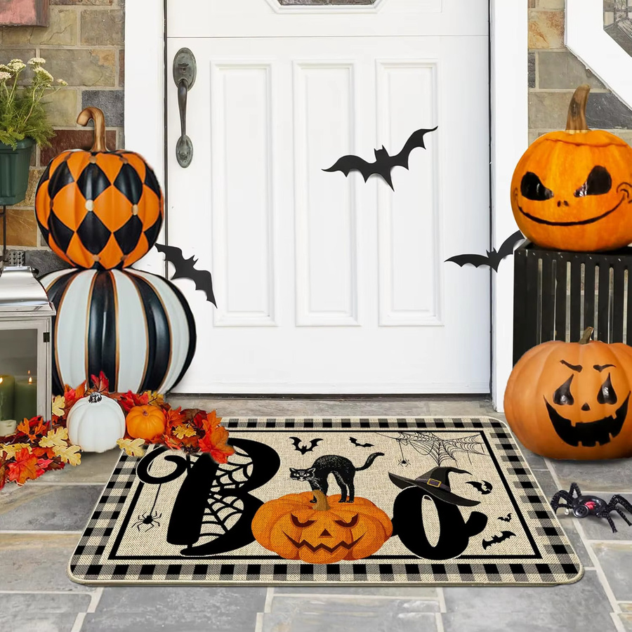 VIKAMA Halloween-Teppich mit Kürbismuster für Wohnzimmer und Küche, schmutzabweisend und bequem - Bild 2