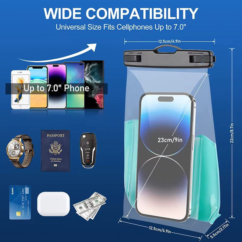 HAISSKY Wasserdichte Handy-Schutzhülle für iPhone 17, 16, 15, 14, 13, 12 Pro Max und Air Plus, transparente Schwimm-Tasche für Strand und Wasser - Bild 2