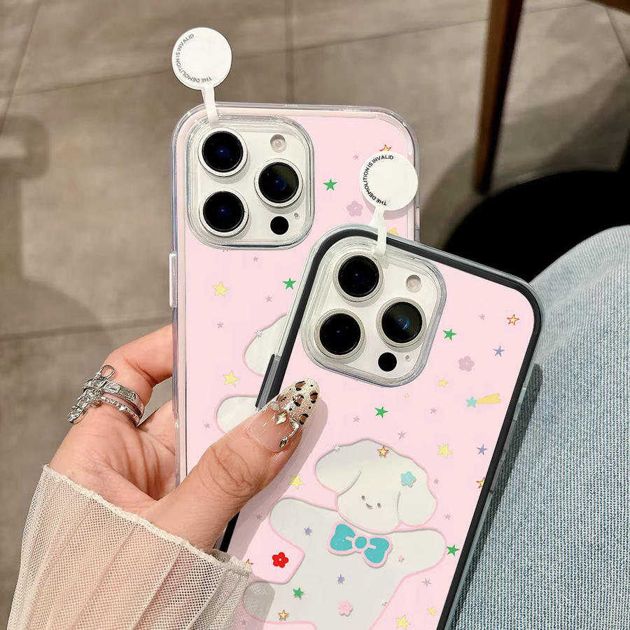 Stoßfeste Handyhülle mit Cartoon-Welpen-Design für iPhone 11 bis iPhone 17 Pro Max in Bonbonfarben - Bild 3