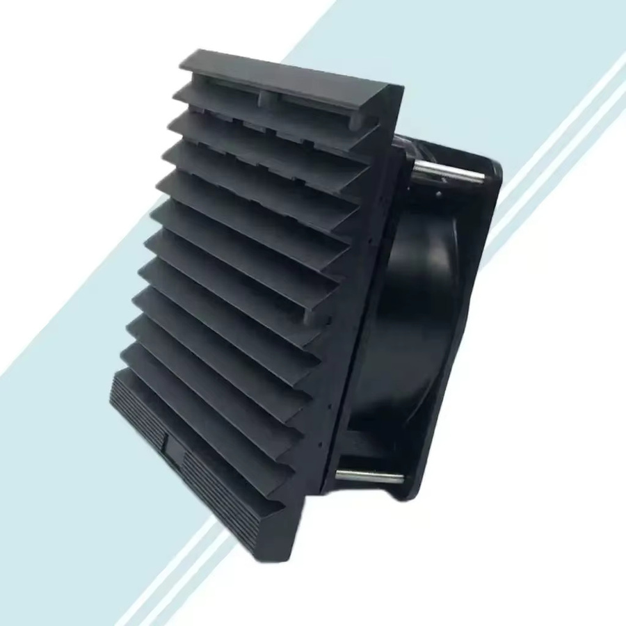 Schranklüfter-Set mit Staubschutzgitter in Schwarz, 148 mm, für elektrische Gehäuse und PLC-Gehäuse, DC 12V 24V AC 220V - Bild 4