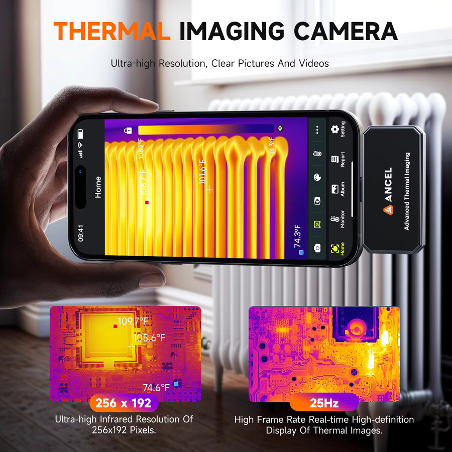 ANCEL IR101 Smartphone-Wärmebildkamera für iOS in Grau mit 256 x 192 IR Auflösung und 25Hz - Bild 3