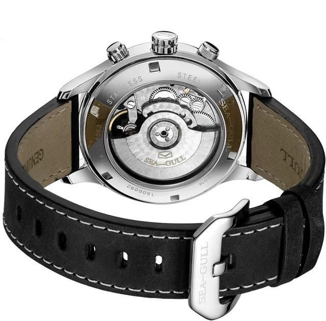 Sea-Gull Armbanduhr, Automatik, Edelstahl, Leder, 42 mm, Herren - Bild 1