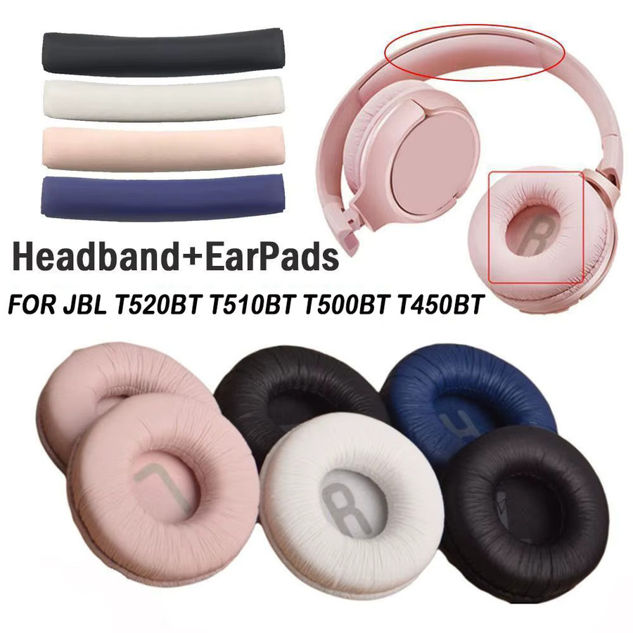 Ersatz-Ohrpolster und Kopfbügel-Kissenbezug aus Proteinleder für JBL T520BT T510BT T500BT T450BT, 1 Paar, Schwarz und Multicolour - Bild 3