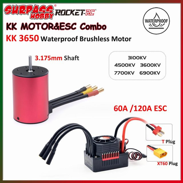 Surpass Hobby KK 3650 Combo, Wasserdichter bürstenloser Motor, 60/120A ESC, 1/10 RC Autoteil - Bild 1