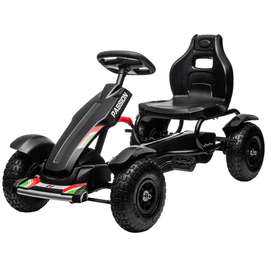 HOMCOM GoKart Tretfahrzeug mit Handbremse und verstellbarem Sitz, Schwarz, B/T/H: 58 x 61 x 121 cm - Bild 4