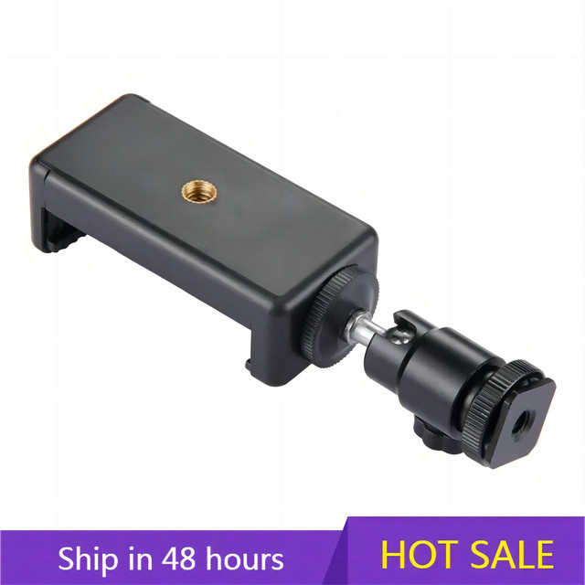 Universal Telefon Clip Halterung in Schwarz als Adapter für Stativ und Einbeinstativ für iPhone, Samsung und Xiaomi Smartphones - Bild 1