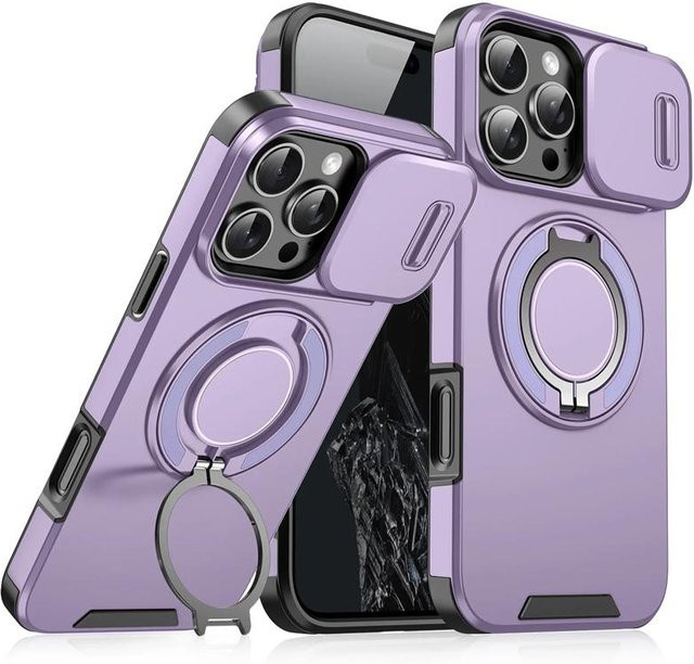 WAYN Schutzhülle mit magnetischer Halterung und Schiebekameraabdeckung für iPhone 11 bis iPhone 17 Pro Max in Violett - Bild 1