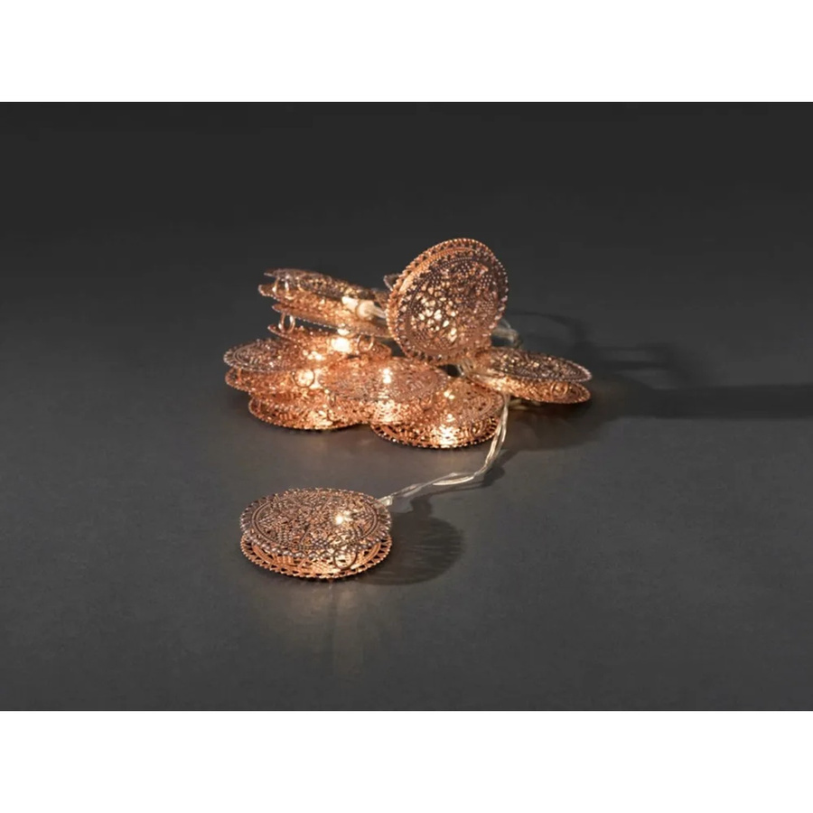 Konstsmide LED Dekokette mit Metalltalern in Kupfer und Gold, 10 warmweiße LEDs, batteriebetrieben - Bild 2
