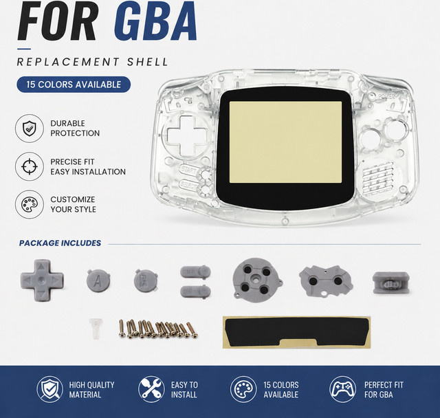 Nintendo Game Boy Advance Ersatzgehäuse in Blau für Retro-Konsolen Reparatur und Schutz - Bild 1