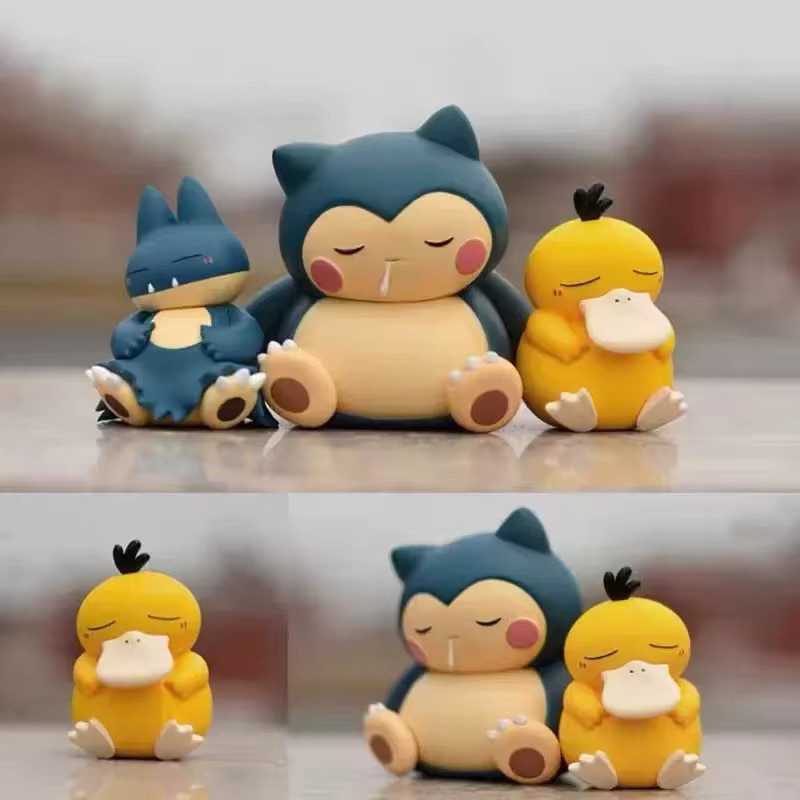 Bandai Pokémon Schlafende Psyduck und Snorlax Anime PVC-Figuren, 3-teiliges Set, ab 14 Jahren - Bild 2