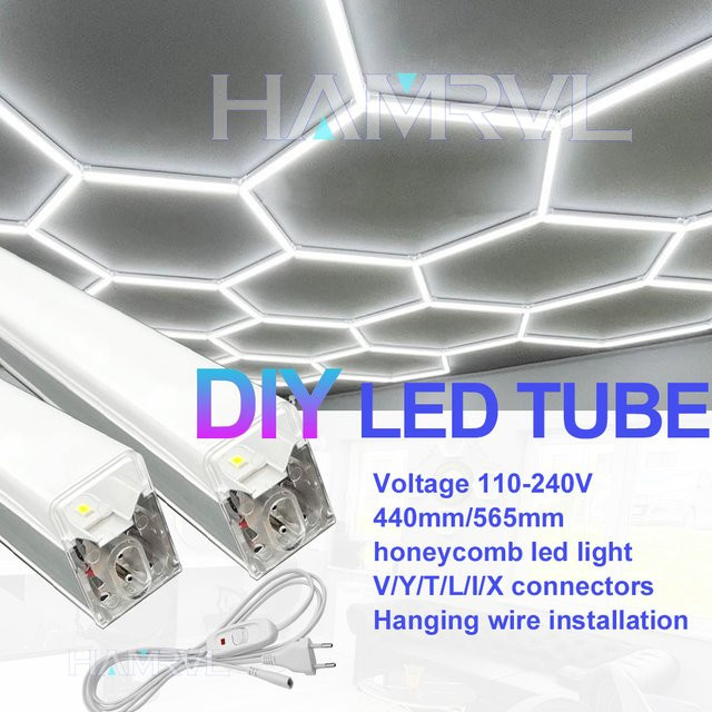 HAMRVL DIY Sechseck LED Rohrverbinder Aufhängung und Kabelzubehör für Wabenlampen in der Friseur- und Werkstattbeleuchtung - Bild 1